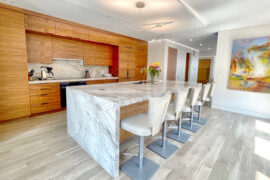 Kitchen view lit up Irving St.