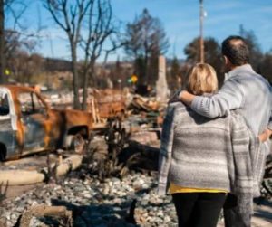 fire victims at building site