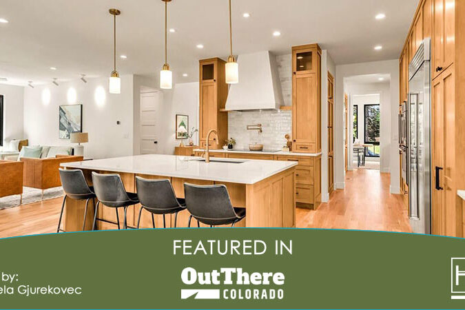 Contemporary custom home in Lakewood, Colorado with text below: Featured in Out There Colorado